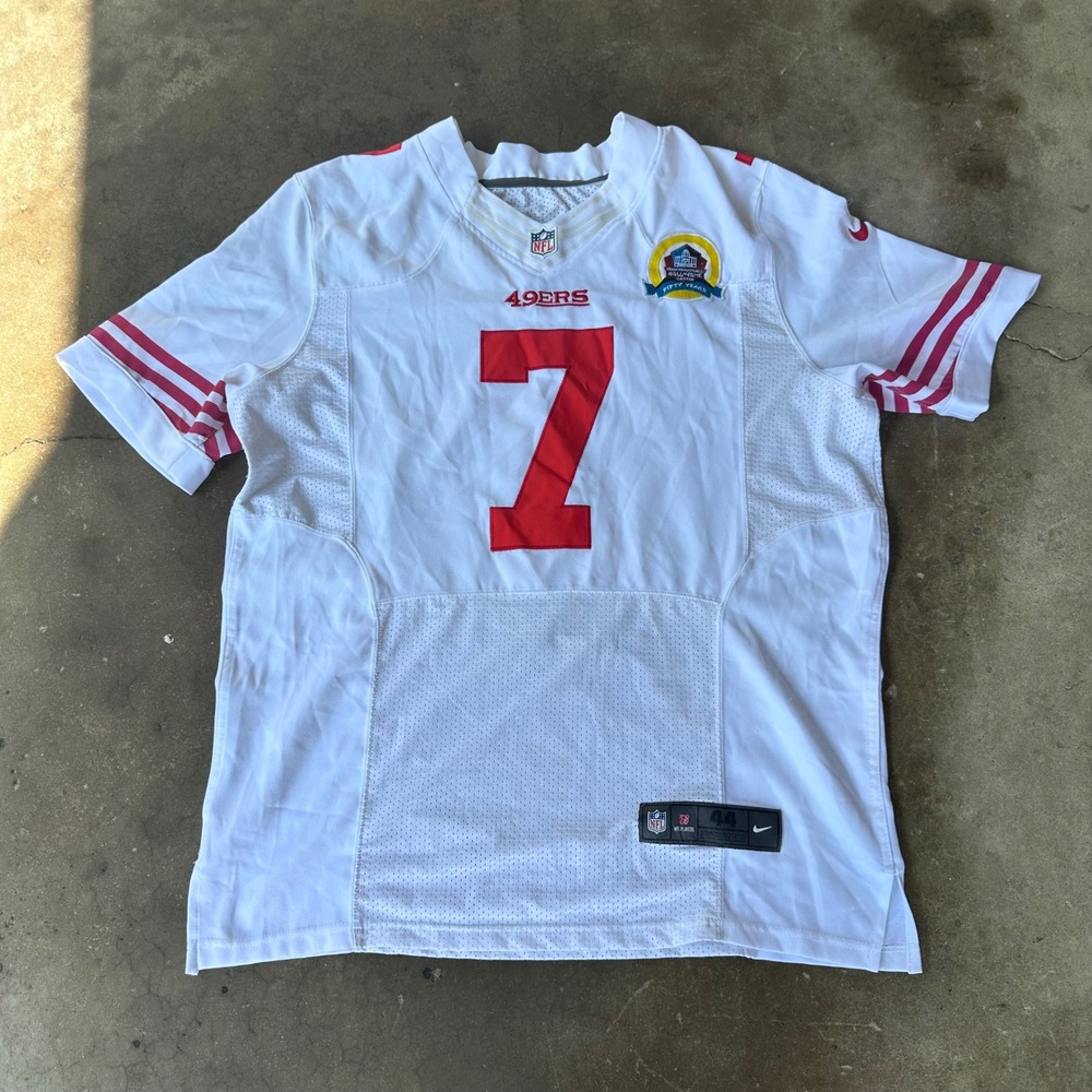 Nike Football Jersey Mens 44 White Excellent SF 49ers Kaepernick 7 HOF Patch